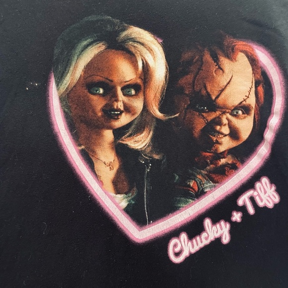 Child's Play Chucky & Tiffany Heart Unisex Tee, Black M adults - Picture 2 of 9